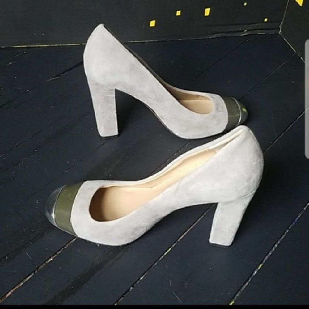 Talbots Grey Suede Square Block Heels - Picture 9 of 9